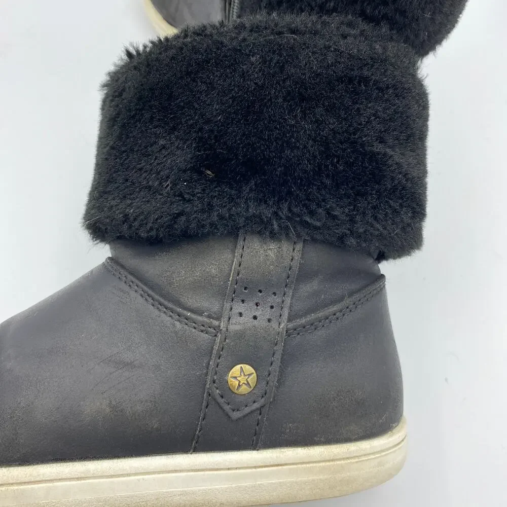 Eashi Girls Faux Fur Ankle Boots with Side Zip Closure Black Girl's 13